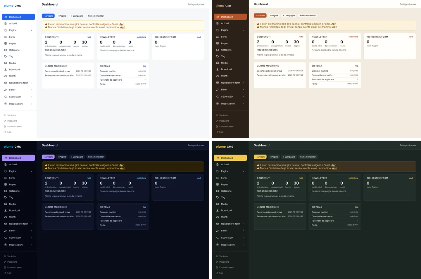 plumeCMS: Il pannello con l'aspetto che preferisci