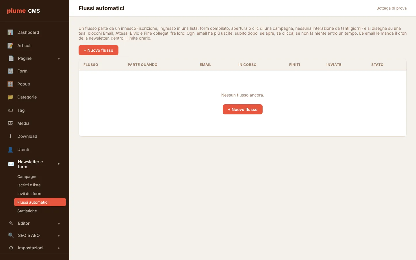 plumeCMS: Newsletter, form e popup