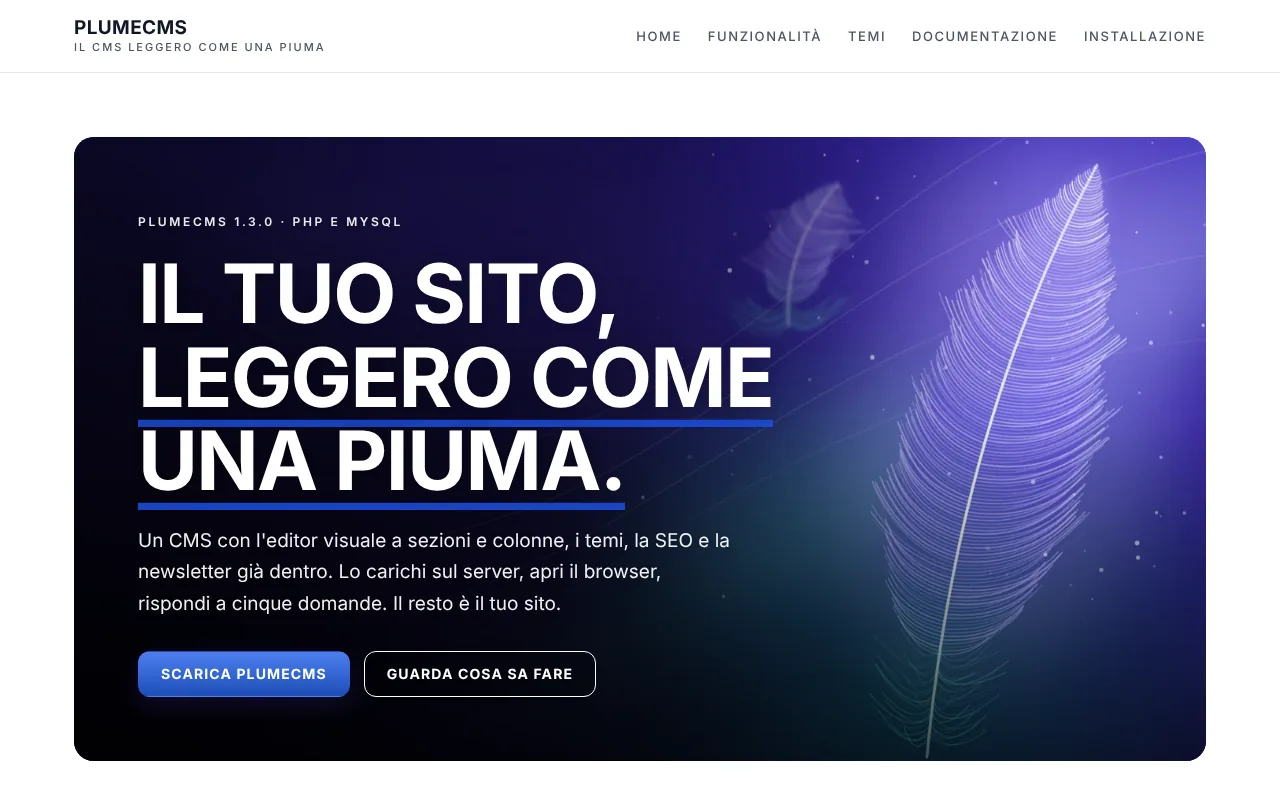 Il tema Aria di plumeCMS