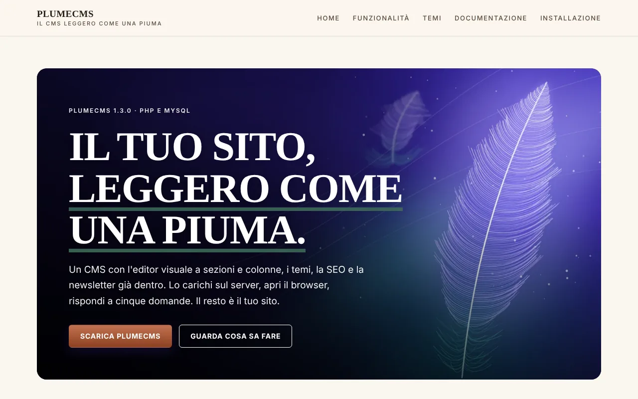 Il tema Bottega di plumeCMS